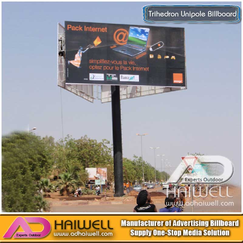 High-Way Trihedron Unipole Advertising Billboard Construction |Adhaiwell