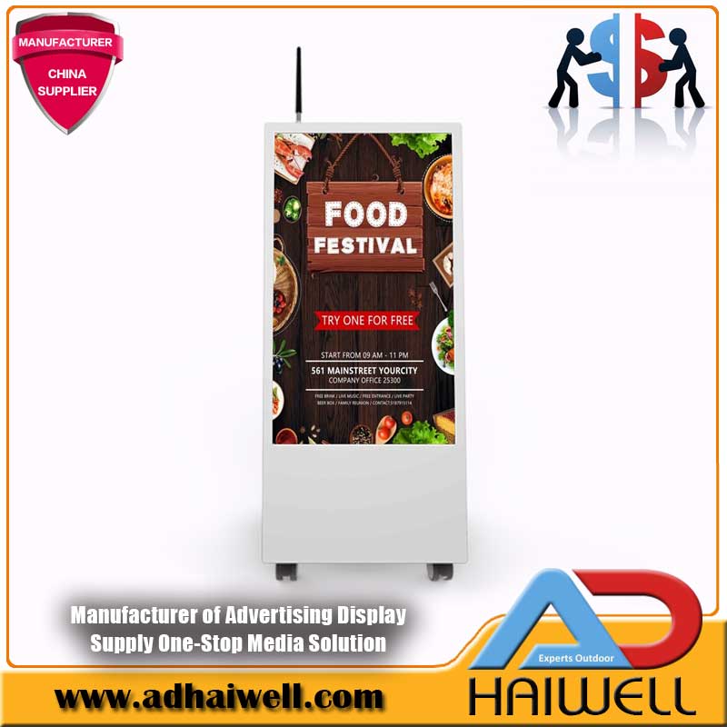 Portable Movable LCD Screen Digital Signage Battery Powered