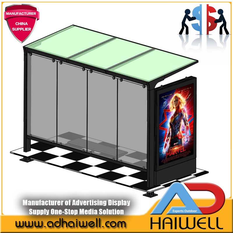 Outdoor Bus Shelters Advertising Street Display Light Box